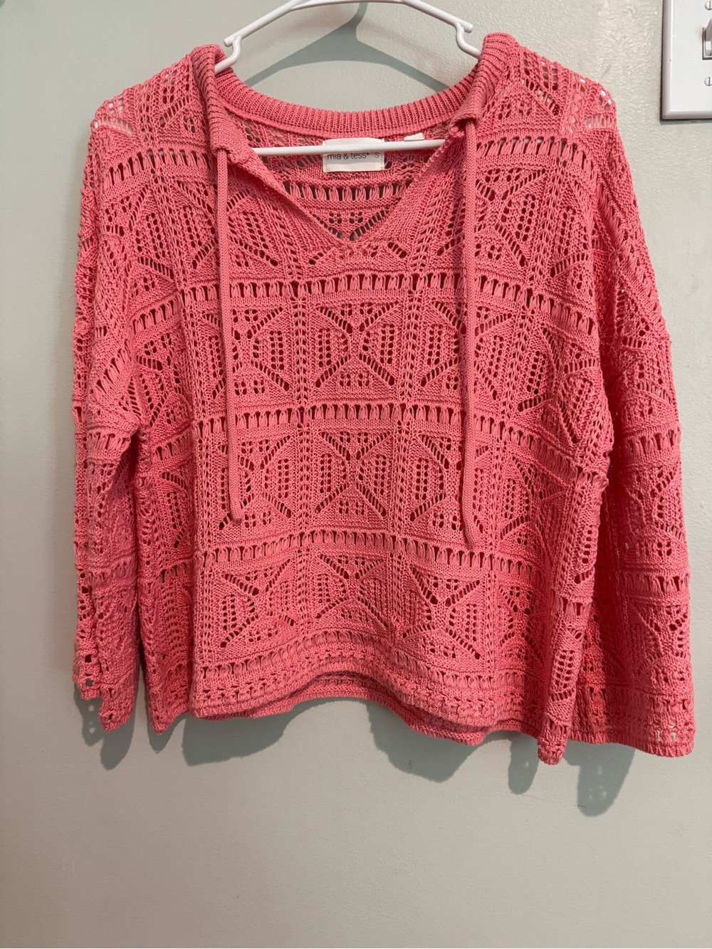 Open-Knit Sweater in Coral - Womens S